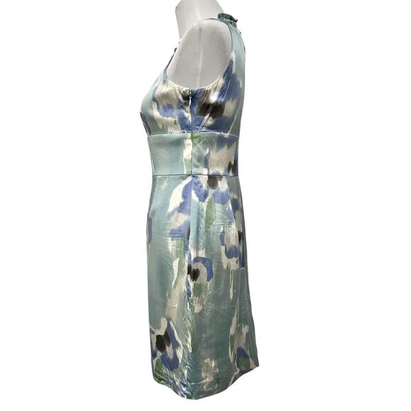 Ann Taylor Silk Dress Watercolor Floral Halter Sleeveless Sheath sz 4 Petite - Picture 6 of 9
